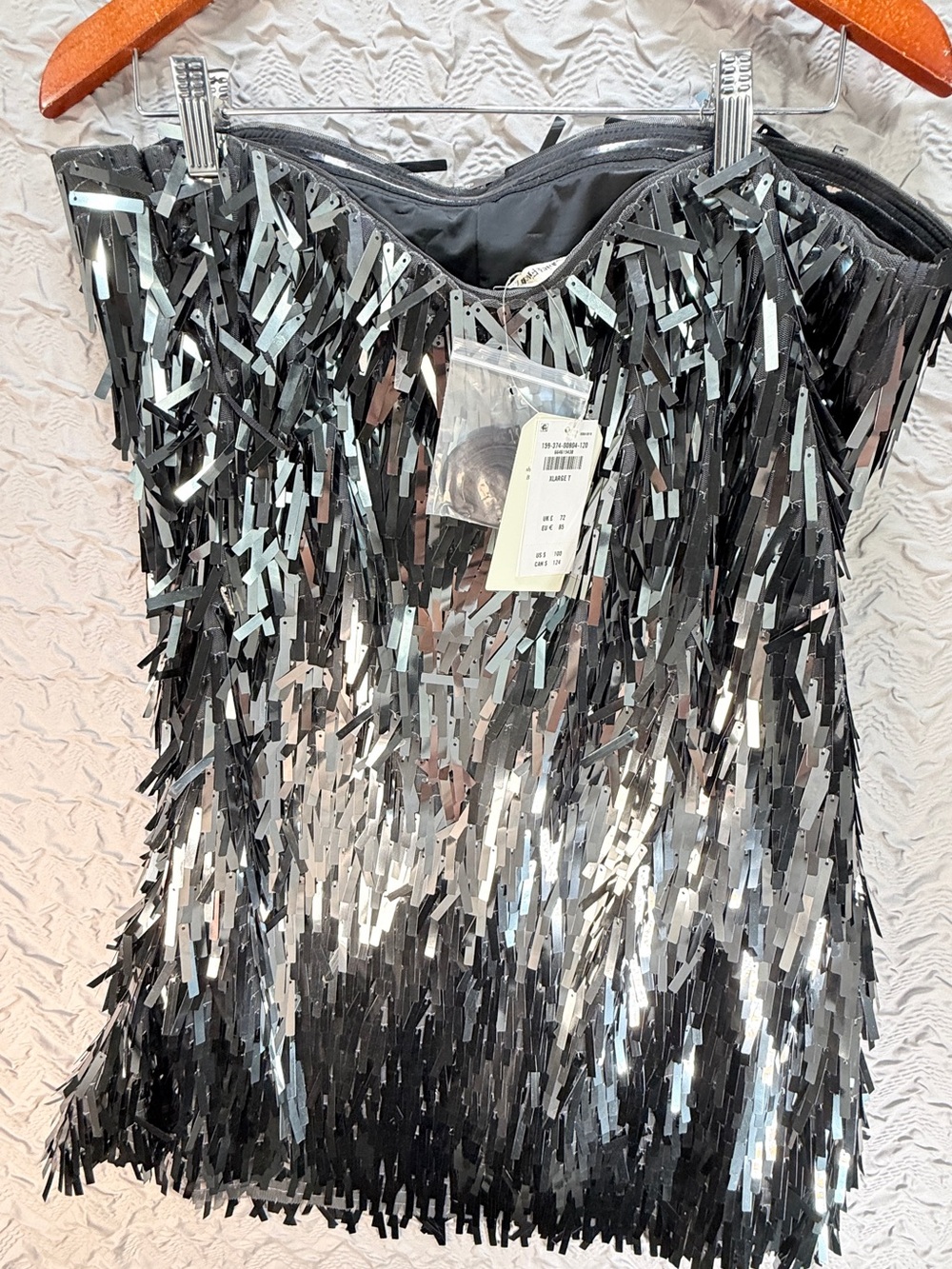 A&F Scarlett Strapless Sequin Fringe Skort Dress Silver Glam Dress Abercrombie